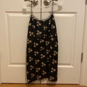 BNWT, The East Order black and gold star sequin party mini dress